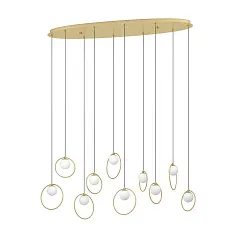 заказать стильные 390347 Люстра диммируемая PORTOCOLOM, 10X3W (LED), 3000K, 3500lm, L1160, B260, H1500, сталь, латунь, золотой/матовое опаловое стекло, белый