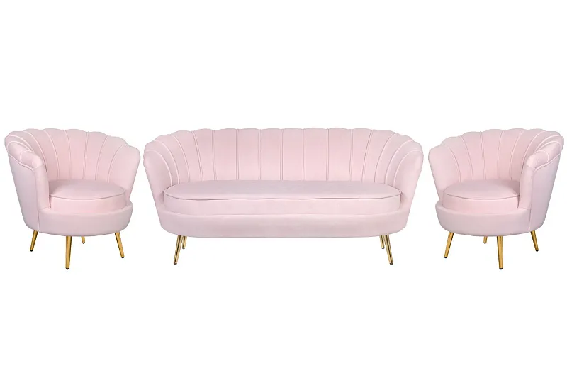 Комплект кресел и дивана ракушка Pearl Triple Pink V2 в Москве Комплект кресел и дивана ракушка Pearl Triple Pink V2