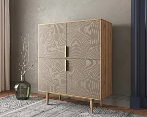 Большой комод с четырьмя дверками "Лайн (Line)" R19/beige на заказ