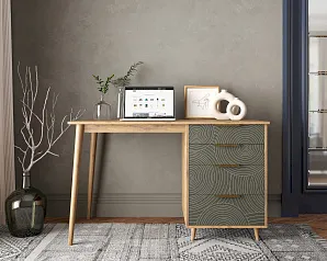 купить стильный Стол рабочий "Лайн (Line)" одной тумбой R23/browngrey в интернет-магазине