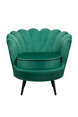 Низкое кресло ракушка Pearl Green V2 на черных ножках на заказ