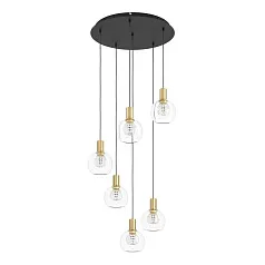 фото 390279 Люстра диммируемая TERQUE, 6X5,4W (LED), 3000K, 3060lm, ?540, сталь, черный, матовая латунь/стекло, прозрачный