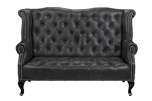 фото Кожаный дизайнерский диван лофт Royal Sofa Black в интерьере