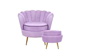 купить красивое Кресло с пуфом ракушка Pearl Purple