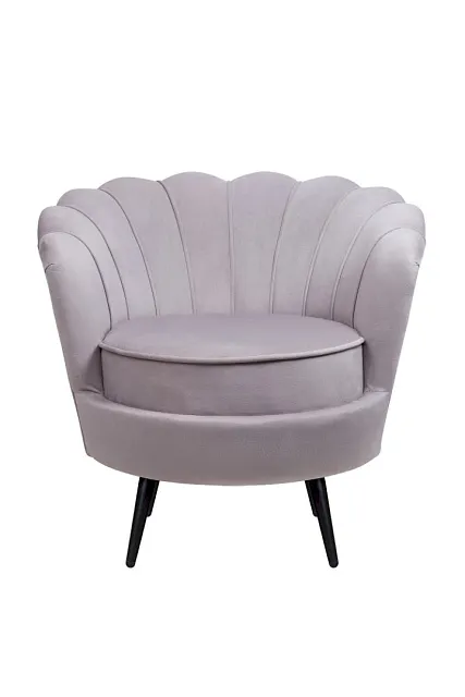 Низкое кресло ракушка Pearl Grey на черных ножках в Москве Низкое кресло ракушка Pearl Grey на черных ножках