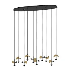 390342 Люстра диммируемая DRACERA, 10X2,3W (LED), 3000K, 2800lm, L1120, B330, H1500, сталь, черный/сталь, черный, золотой