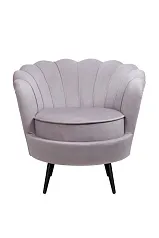 купить стильное Низкое кресло ракушка Pearl Grey на черных ножках в интернет-магазине