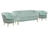 Комплект кресел и дивана ракушка Pearl Triple Green №1