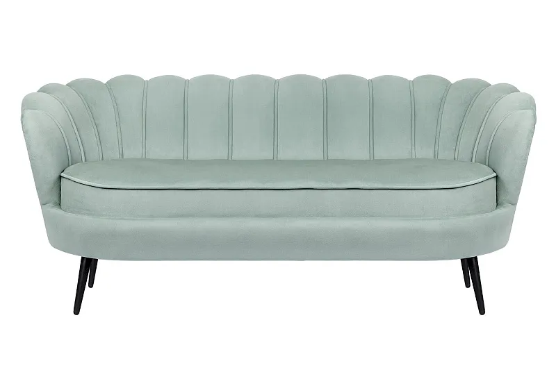 Диван ракушка для гостиниц Pearl Triple Green на черных ножках