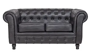 Диван из черной кожи Chesterfield Black Leather 2S в интерьере