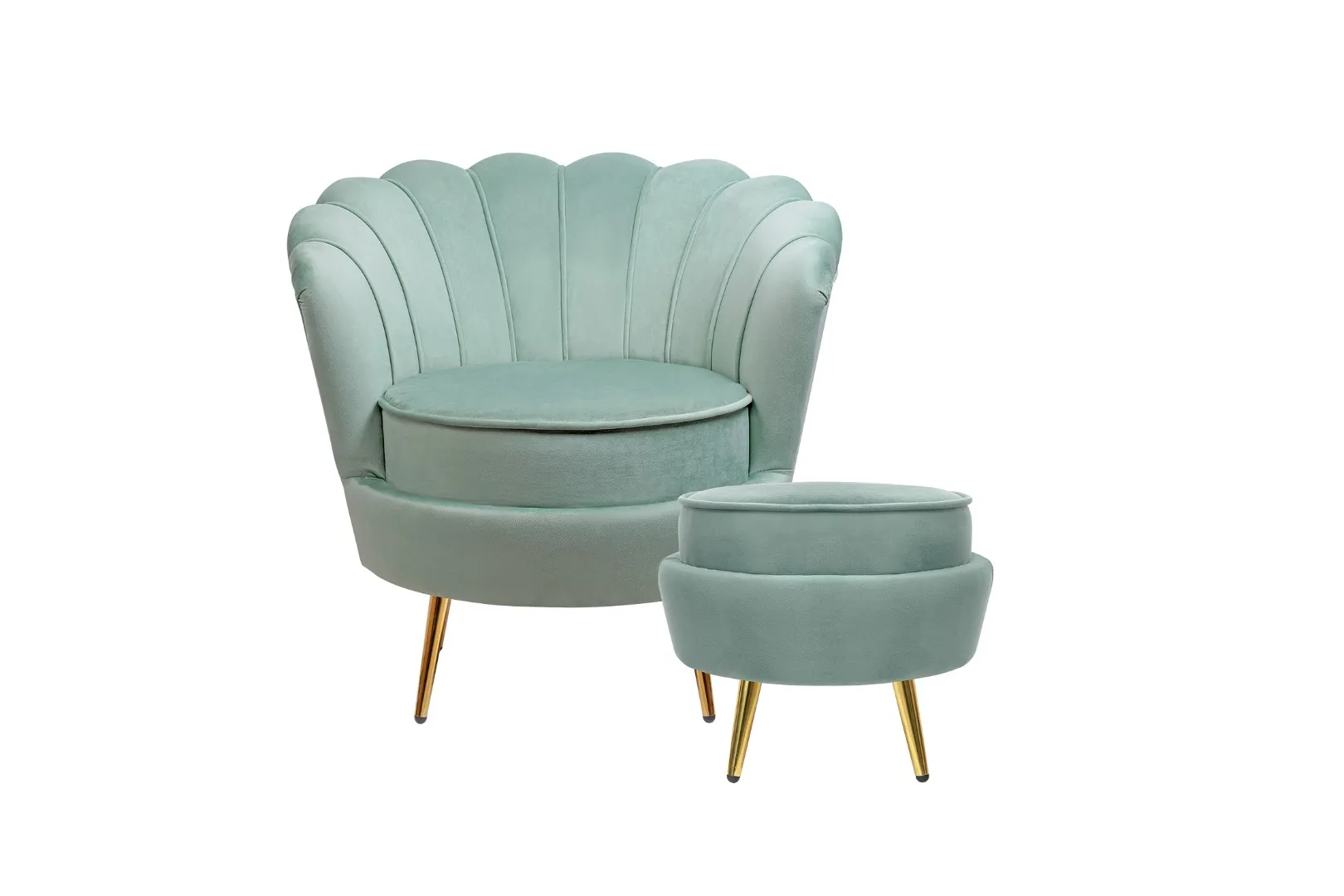 Кресло с пуфом ракушка Pearl Green на заказ