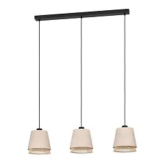 43976 Люстра TABLEY, 3X40W (E27), L890, B190, H1100, сталь, черный / текстиль, дерево, коричневый на заказ в интернет-магазине