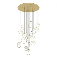 фото 390346 Люстра диммируемая PORTOCOLOM, 17X3W (LED), 3000K, 5950lm, ?780, сталь, латунь, золотой/матовое опаловое стекло, белый