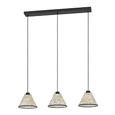 купить красивые 43943 Люстра OXPARK, 3X25W (E27), L920, B220, H1100, сталь, черный / текстиль с листьями бамбука, белый, зеленый в интернет-магазине