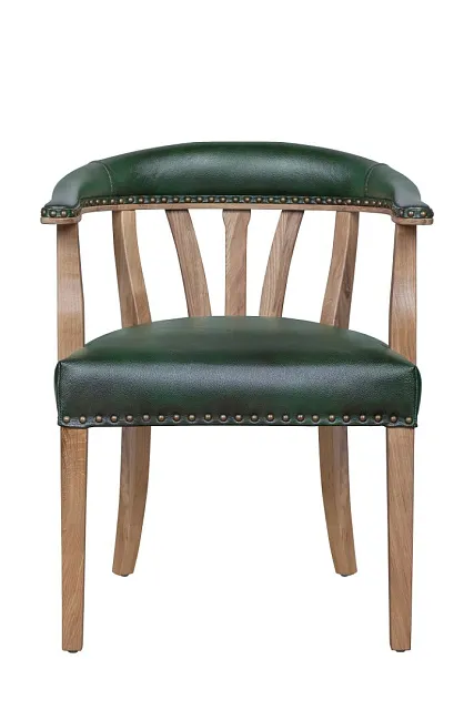 Мягкий стул с подлокотниками Tanner Green Leather в Москве