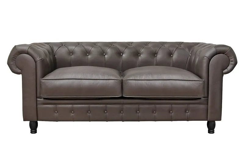 Диван из коричневой кожи Chesterfield Brown Leather 2S в Москве Диван из коричневой кожи Chesterfield Brown Leather 2S в Москве