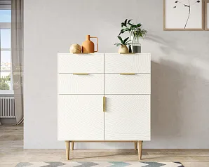 Большой комод с четырьмя ящиками и дверками "Лайн (Line)" LN17/GR1/beige