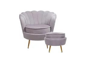 Кресло с пуфом ракушка Pearl Grey в интернет-магазине