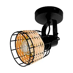 43324 Светильник настенно-потолочный ANWICK 1, 1x40W(E27), сталь, черный/ротанг, натуральный на заказ