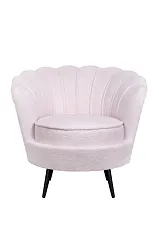 заказать стильное Низкое кресло ракушка Pearl Pink Boucle на черных ножках