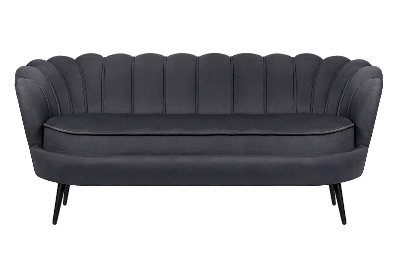 Диван ракушка для гостиниц Pearl Triple Black на черных ножках