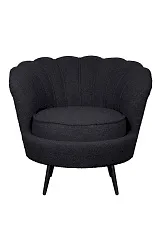 красивое Низкое кресло ракушка Pearl Black Boucle на черных ножках на заказ