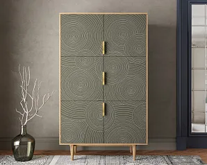 Большой комод с шестью дверками "Лайн (Line)" R20/browngrey