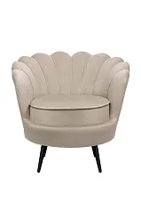 Низкое кресло ракушка Pearl Taupe на черных ножках на заказ