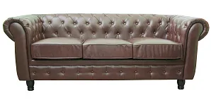 Прямой трехместный диван Chesterfield Brown 3S цвет коричневый на заказ в интернет-магазине