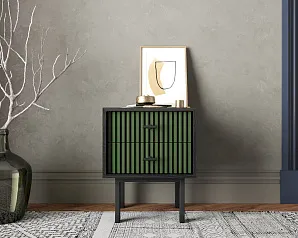 фото Тумбочка с двумя ящиками "Эмерсон (Emerson)" арт EM16/green/L в интерьере