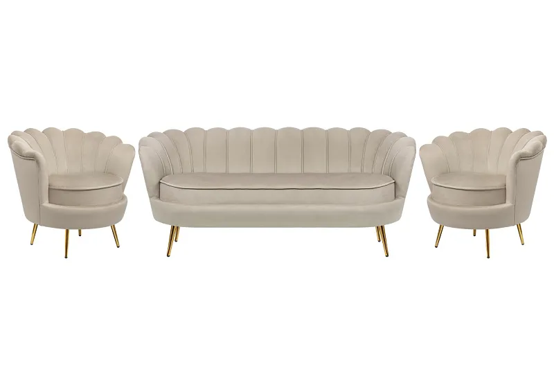 Комплект кресел и дивана ракушка Pearl Triple Taupe в Москве Комплект кресел и дивана ракушка Pearl Triple Taupe