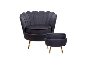 Кресло с пуфом ракушка Pearl Black в интерьере в Москве