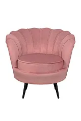 стильное Низкое кресло ракушка Pearl Pink V3 на черных ножках