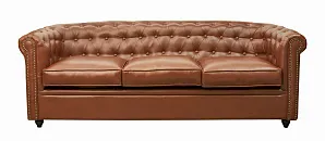 красивый Трехместный диван кожаный лофт Karo brown 3S коричневый в интернет-магазине