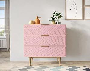 купить красивый Комод с тремя ящиками "Лайн (Line)" LN12/GR1/pink в интернет-магазине