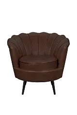 фото Низкое кресло ракушка Pearl Brown V2 на черных ножках в интерьере