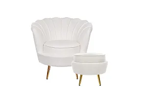 фото Кресло с пуфом ракушка Pearl Beige в интерьере