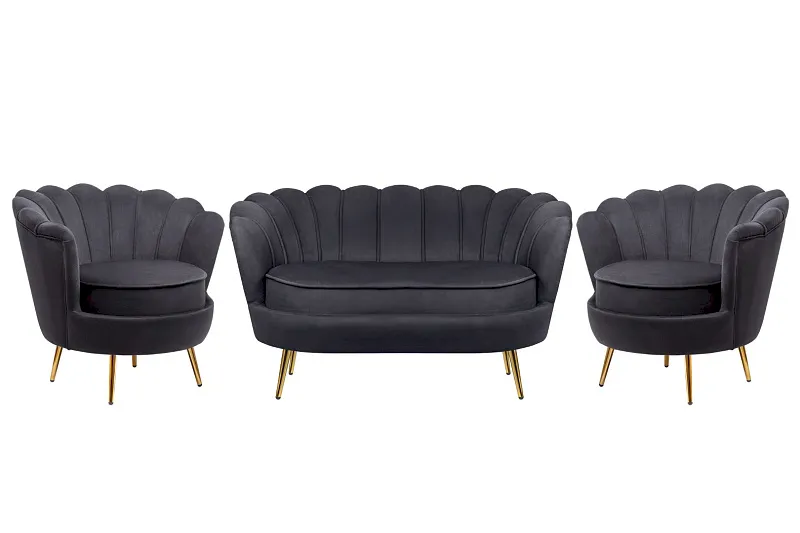 Комплект кресел и дивана ракушка Pearl Double Black
