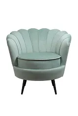 заказать Низкое кресло ракушка Pearl Green на черных ножках