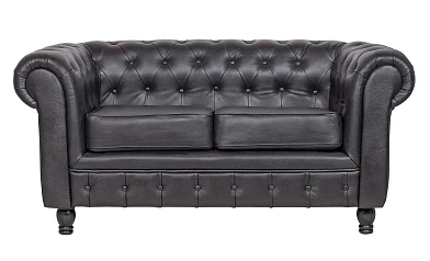Диван из черной кожи Chesterfield Black Leather 2S