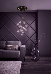 купить стильные 390333 Люстра диммируемая ESPARDELLO, 6X5,4W (LED), 3000K, 3060lm, ?580, сталь, черный/стекло, прозрачный