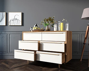 Комод "Bruni white" с шестью ящиками арт BR05WH