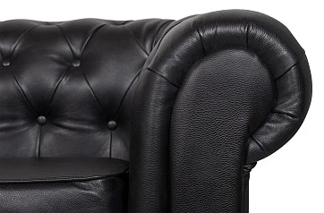Диван из черной кожи Chesterfield Black Leather 2S