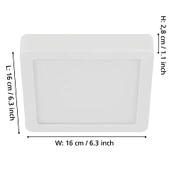 купить стильные 900589 Накладной светильник диммируемый FUEVA 5, 11W (LED), 3000K, L160, B160, H28, сталь, белый / пластик, белый в интернет-магазине