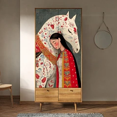 купить стильный Шкаф двухстворчатый "Berber Art "Девушка и конь" арт BB16/Art10