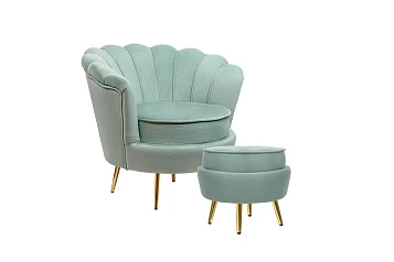 заказать Кресло с пуфом ракушка Pearl Green