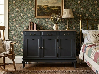 Комод "Леонтина (Leontina)" в черном цвете  (3 ящика и 3 двери) арт ST9344BLK в интернет-магазине