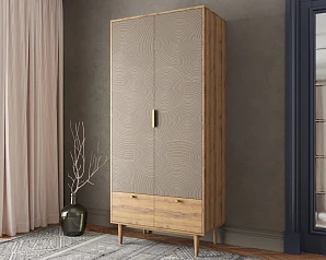 стильный Шкаф двухстворчатый  с ящиками "Line" R26/beige на заказ