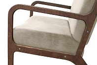заказать Низкое кресло с деревянными подлокотниками Mody Taupe коричневое