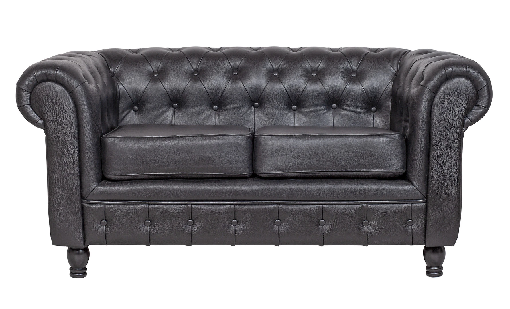 Диван из черной кожи Chesterfield Black Leather 2S